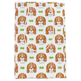 Cute Watercolor Beagle Dog Gift Bag ミディアムペーパーバッグ