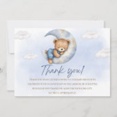 Cute Watercolor Bear Baby Shower boy サンキューカード (正面)