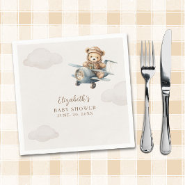 Cute Watercolor Bear Baby Shower party スタンダードカクテルナプキン