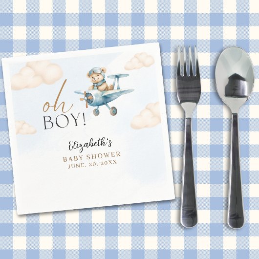 Cute Watercolor Bear Baby Shower party スタンダードカクテルナプキン