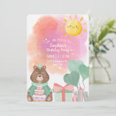 Cute Watercolor Bear Birthday Invitation  招待状 (スタンド正面)