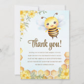 Cute Watercolor Bee Baby Shower サンキューカード (正面)