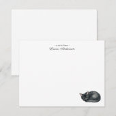 Cute watercolor Black cat personalized flat  サンキューカード (正面/裏面)