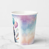 Cute Watercolor Black Kitten Balloons Birthday  紙コップ (左)