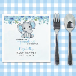 Cute Watercolor Blue Elephant Baby shower Boy スタンダードカクテルナプキン