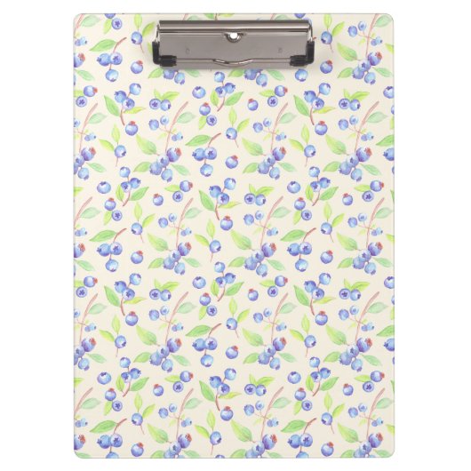 Cute Watercolor Blueberry Botanical Pattern クリップボード (正面)