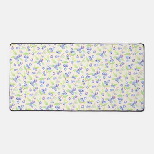 Cute Watercolor Blueberry Botanical Pattern デスクマット (正面)