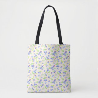 Cute Watercolor Blueberry Botanical Pattern トートバッグ