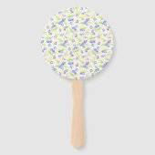 Cute Watercolor Blueberry Botanical Pattern ハンドファン (裏面)