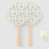 Cute Watercolor Blueberry Botanical Pattern ハンドファン (正面&裏面)