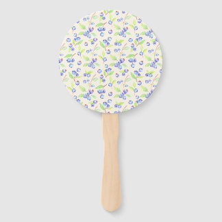 Cute Watercolor Blueberry Botanical Pattern ハンドファン