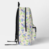 Cute Watercolor Blueberry Botanical Pattern プリントバックパック (左)