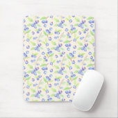 Cute Watercolor Blueberry Botanical Pattern マウスパッド (マウス)