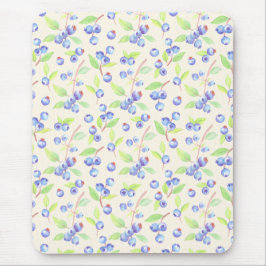 Cute Watercolor Blueberry Botanical Pattern マウスパッド