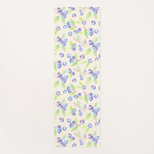 Cute Watercolor Blueberry Botanical Pattern ヨガマット (正面)