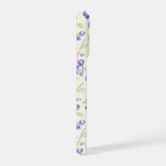 Cute Watercolor Blueberry Botanical Pattern iPhoneケース (右側面)
