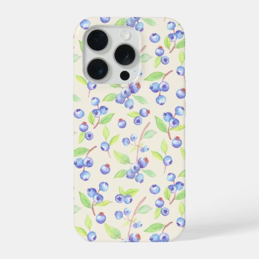 Cute Watercolor Blueberry Botanical Pattern iPhoneケース (裏面)