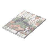 Cute Watercolor Botanical Cat ノートパッド (回転)