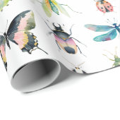 Cute Watercolor Bugs & Insects Girl Birthday ラッピングペーパー (ロールコーナー)