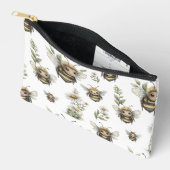 Cute Watercolor Bumblebee Design | Soft Pastel Bee アクセサリーポーチ (見開き)