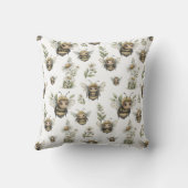 Cute Watercolor Bumblebee Design | Soft Pastel Bee クッション (裏面)