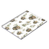 Cute Watercolor Bumblebee Design | Soft Pastel Bee ノートブック (左側)