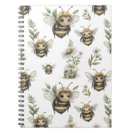 Cute Watercolor Bumblebee Design | Soft Pastel Bee ノートブック