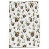 Cute Watercolor Bumblebee Design | Soft Pastel Bee ミディアムペーパーバッグ (正面)