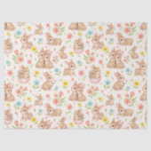 Cute Watercolor Bunnies & Flowers Pattern 薄葉紙 (正面)