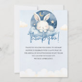 Cute Watercolor Bunny Baby Shower Boy サンキューカード (正面)