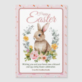 Cute Watercolor Bunny Floral Wreath Easter (正面)