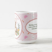 Cute Watercolor Bunny Floral Wreath Easter コーヒーマグカップ (中央)