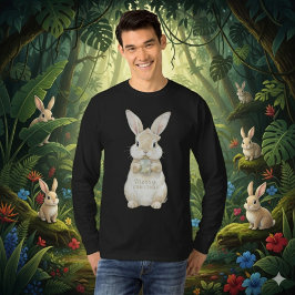 Cute Watercolor Bunny Merry Christmas T-Shirt Tシャツ