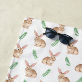 Cute Watercolor Bunny Pattern With Custom Name ビーチタオル (インサイチュ)