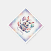 Cute Watercolor Bunny Rabbit Balloons Birthday  スタンダードカクテルナプキン (角)