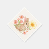 Cute Watercolor Bunny Rabbit Floral  スタンダードカクテルナプキン (角)