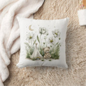 Cute Watercolor Bunny Rabbit with Moon and Stars クッション (ブランケット)