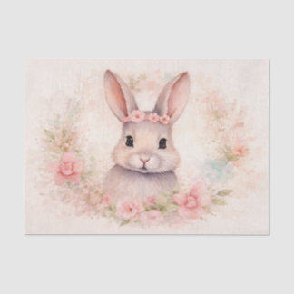 Cute Watercolor Bunny with Flowers 薄葉紙