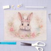 Cute Watercolor Bunny with Flowers 薄葉紙 (クラフト)