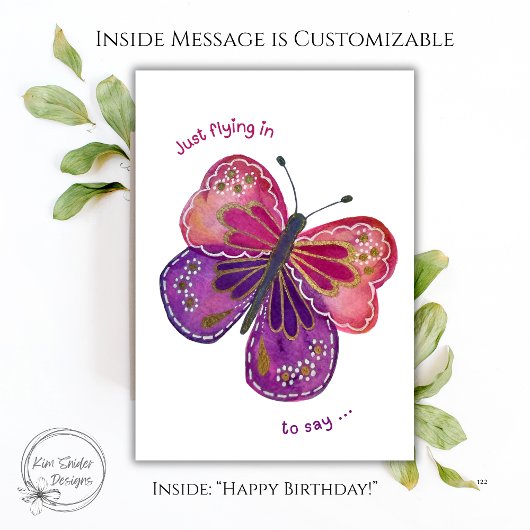 Cute Watercolor Butterfly Birthday カード