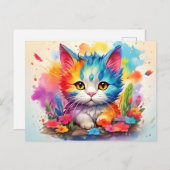Cute Watercolor Cat # 9 ポストカード (正面/裏面)