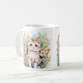 Cute watercolor cat Mug コーヒーマグカップ (正面左)