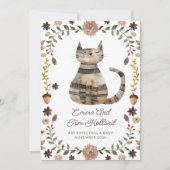 Cute Watercolor Cat Pregnancy 案内状 (正面)