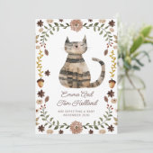 Cute Watercolor Cat Pregnancy 案内状 (スタンド正面)