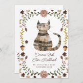 Cute Watercolor Cat Pregnancy 案内状 (正面/裏面)