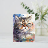 Cute Watercolor Cat Wearing Glasses Greeting Card 招待状 (スタンド正面)