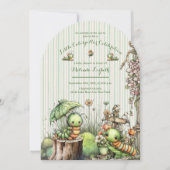 Cute Watercolor Caterpillar Garden Baby Shower  招待状 (正面)
