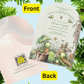 Cute Watercolor Caterpillar Garden Baby Shower  招待状