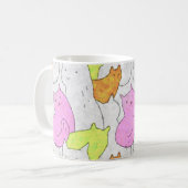Cute Watercolor Cats Doodle Pattern コーヒーマグカップ (正面左)