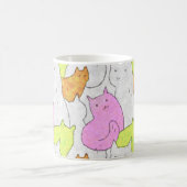 Cute Watercolor Cats Doodle Pattern コーヒーマグカップ (中央)